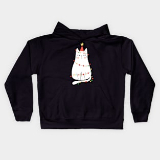 Cute Christmas Cat With Lights - Cool Xmas Gift Kids Hoodie